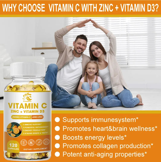 Immune Support Supplement with Echinacea, Vitamin C and Zinc 40Mg, Vitamin D 5000 IU