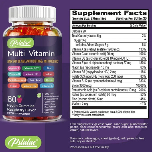 Multivitamin Gummies - to Provide Energy, for Skin, Hair and Nails Health, Support Immune, Overall Health