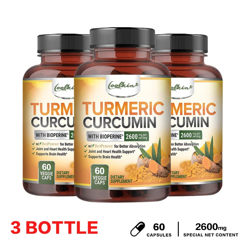 Curcumin Capsules - Natural Joint Support with Black Pepper - Relieve Joint Pain
