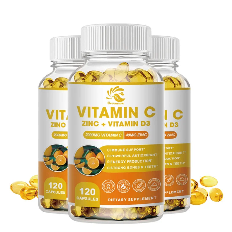Immune Support Supplement with Echinacea, Vitamin C and Zinc 40Mg, Vitamin D 5000 IU 