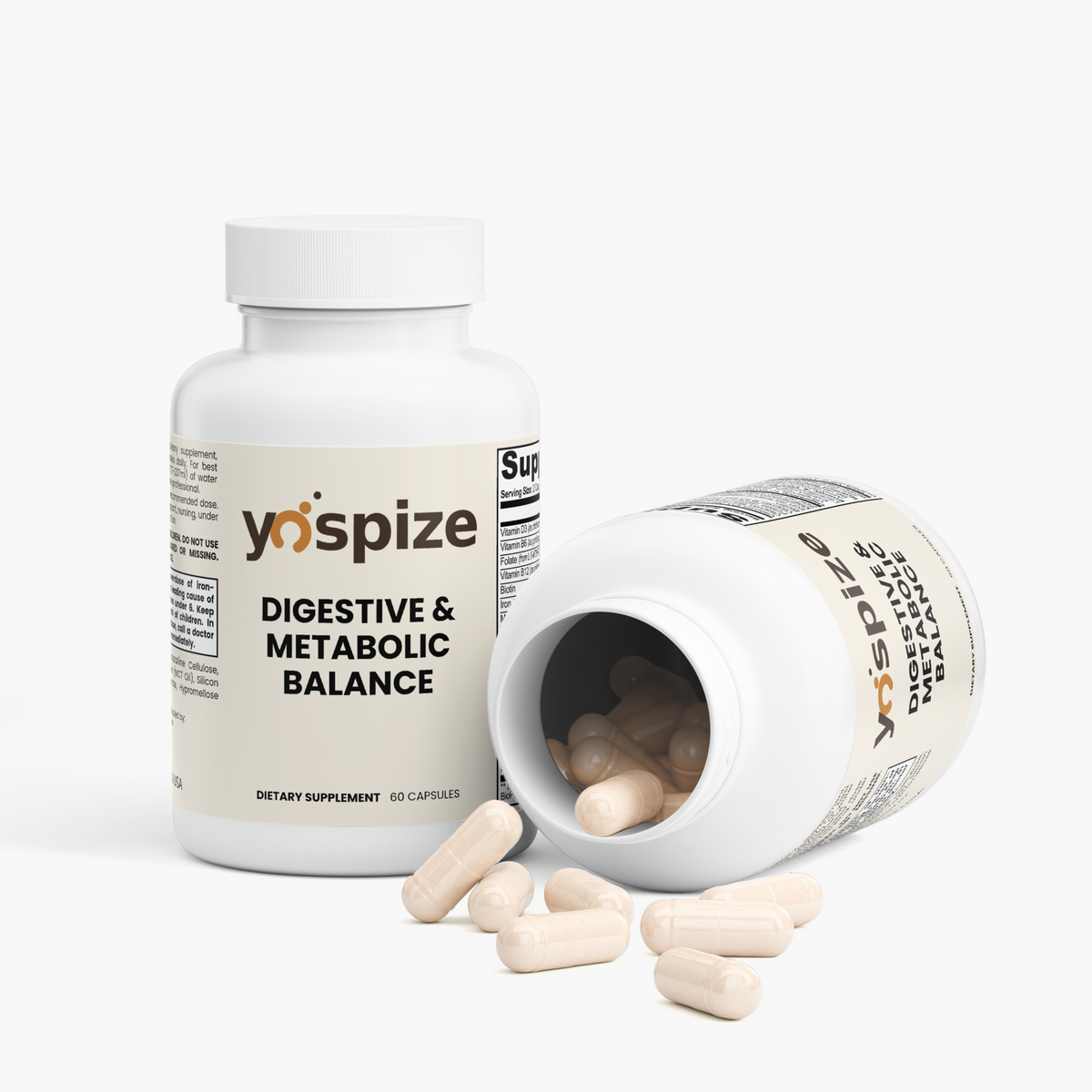 Yospize Digestive & Metabolic Balance Capsules supplement facts label