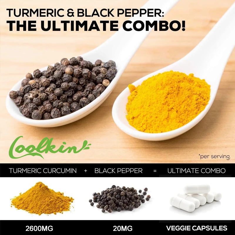 Curcumin Capsules - Natural Joint Support with Black Pepper - Relieve Joint Pain