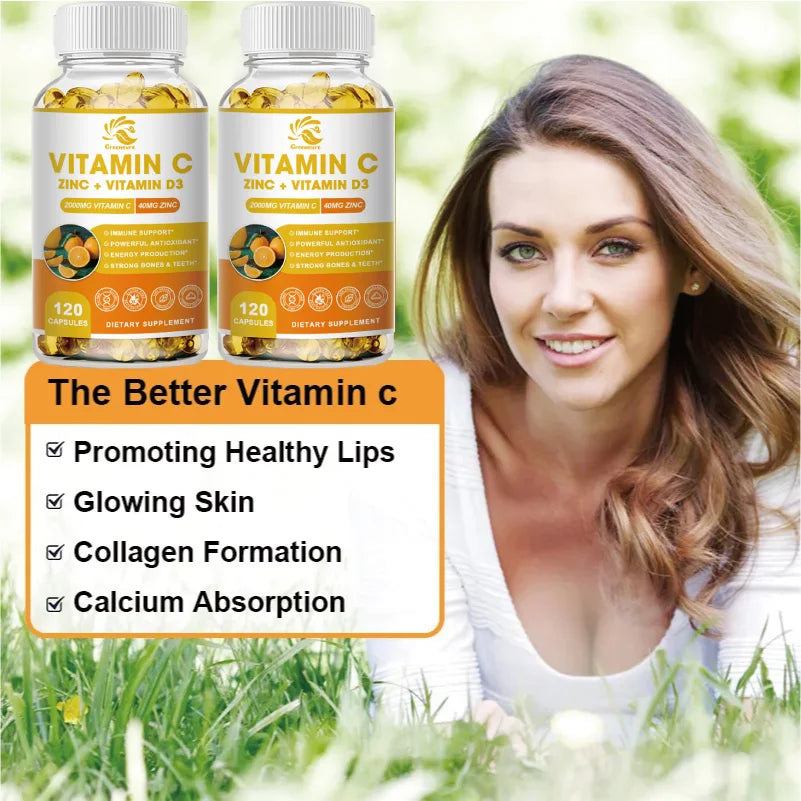 Immune Support Supplement with Echinacea, Vitamin C and Zinc 40Mg, Vitamin D 5000 IU 