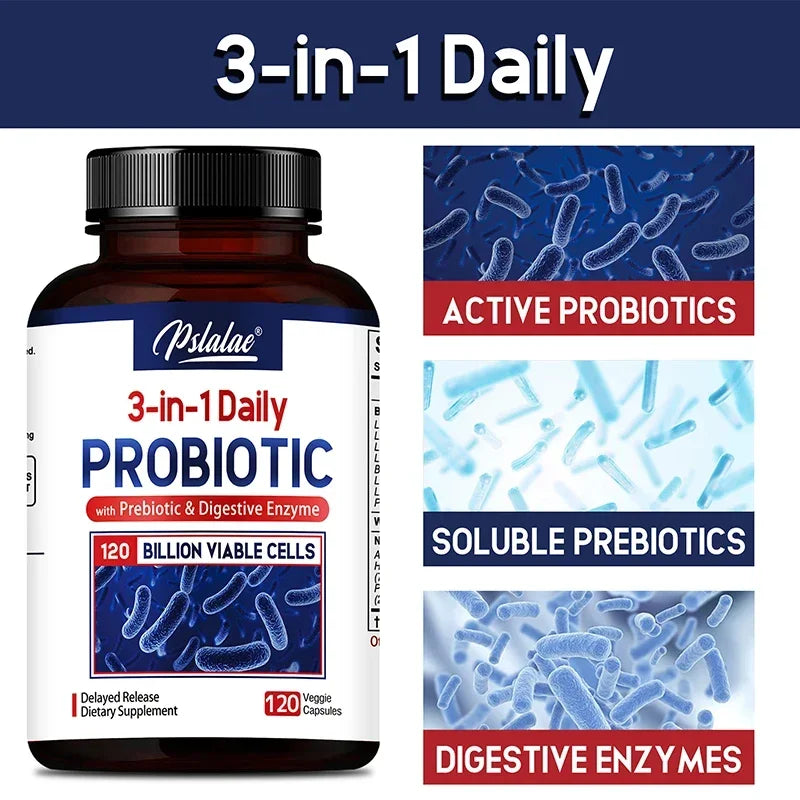 Probiotics + Prebiotics + Digestive Enzymes - Promote Intestinal Flora Digestive Health Women & Men Provide Lasting Energy