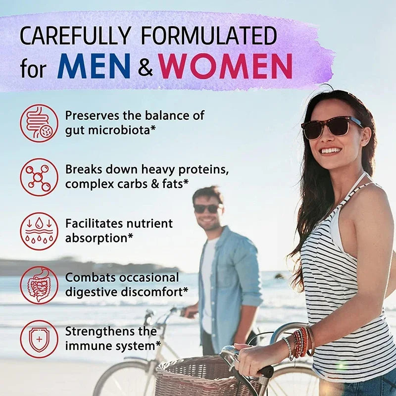 Probiotics + Prebiotics + Digestive Enzymes - Promote Intestinal Flora Digestive Health Women & Men Provide Lasting Energy
