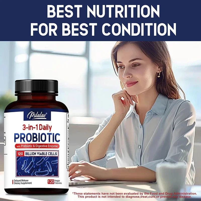 Probiotics + Prebiotics + Digestive Enzymes - Promote Intestinal Flora Digestive Health Women & Men Provide Lasting Energy