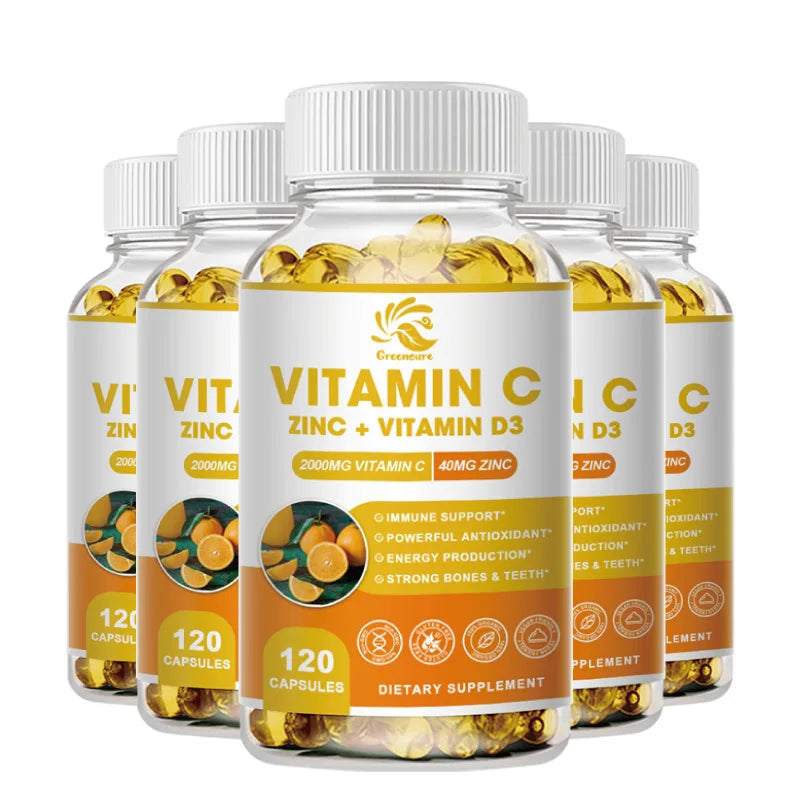 Immune Support Supplement with Echinacea, Vitamin C and Zinc 40Mg, Vitamin D 5000 IU 