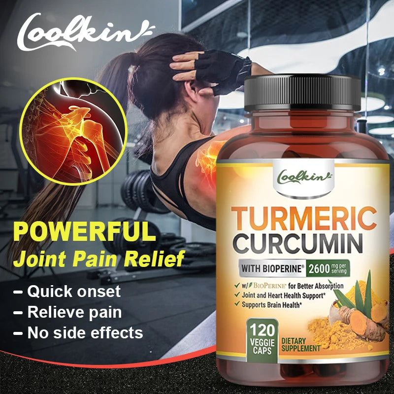 Curcumin Capsules - Natural Joint Support with Black Pepper - Relieve Joint Pain