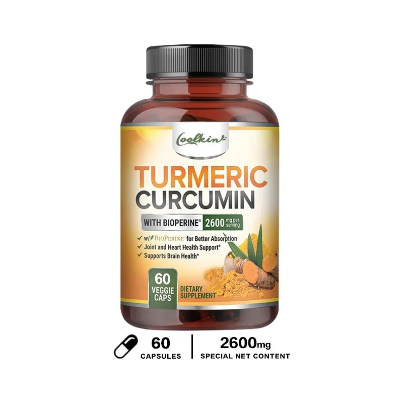 Curcumin Capsules - Natural Joint Support with Black Pepper - Relieve Joint Pain