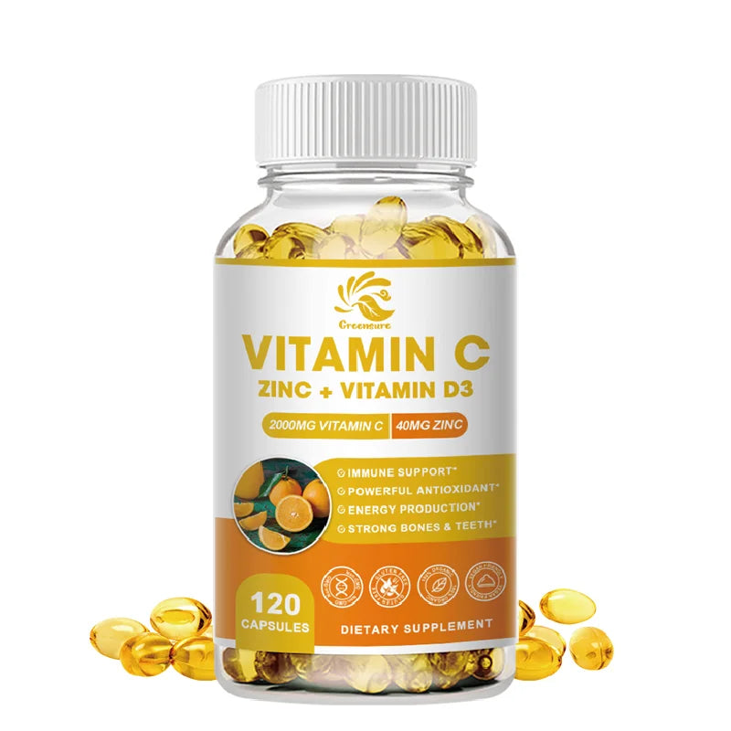 Immune Support Supplement with Echinacea, Vitamin C and Zinc 40Mg, Vitamin D 5000 IU 